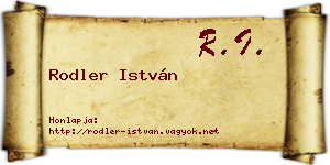 Rodler István névjegykártya